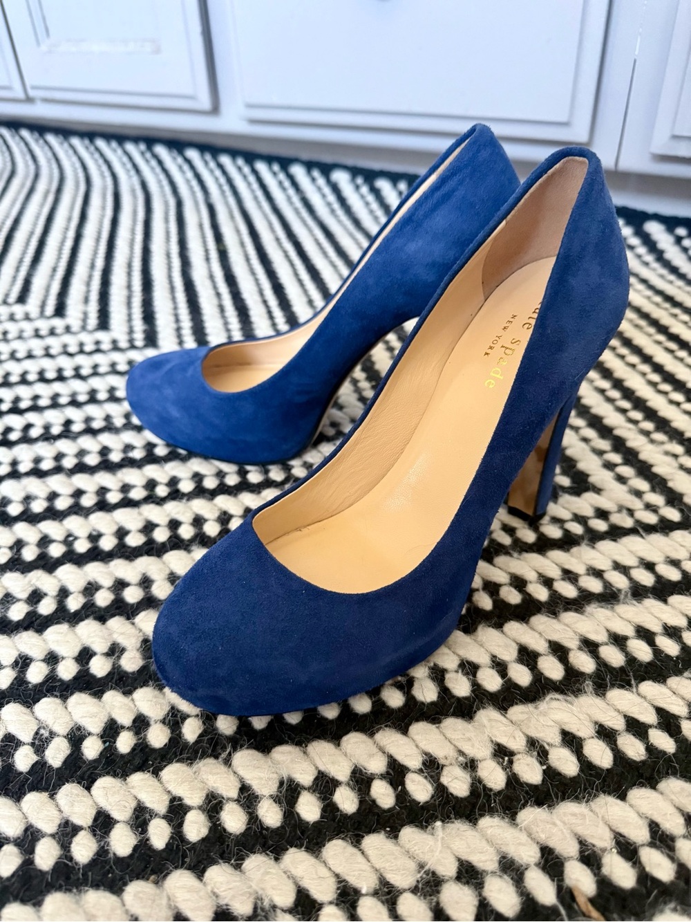 Kate Spade Kylah Blue suede block heel pump
